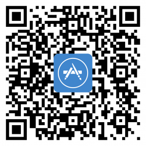 parentsquare qr code, mostly black and white squares with the apple app store logo within the middle