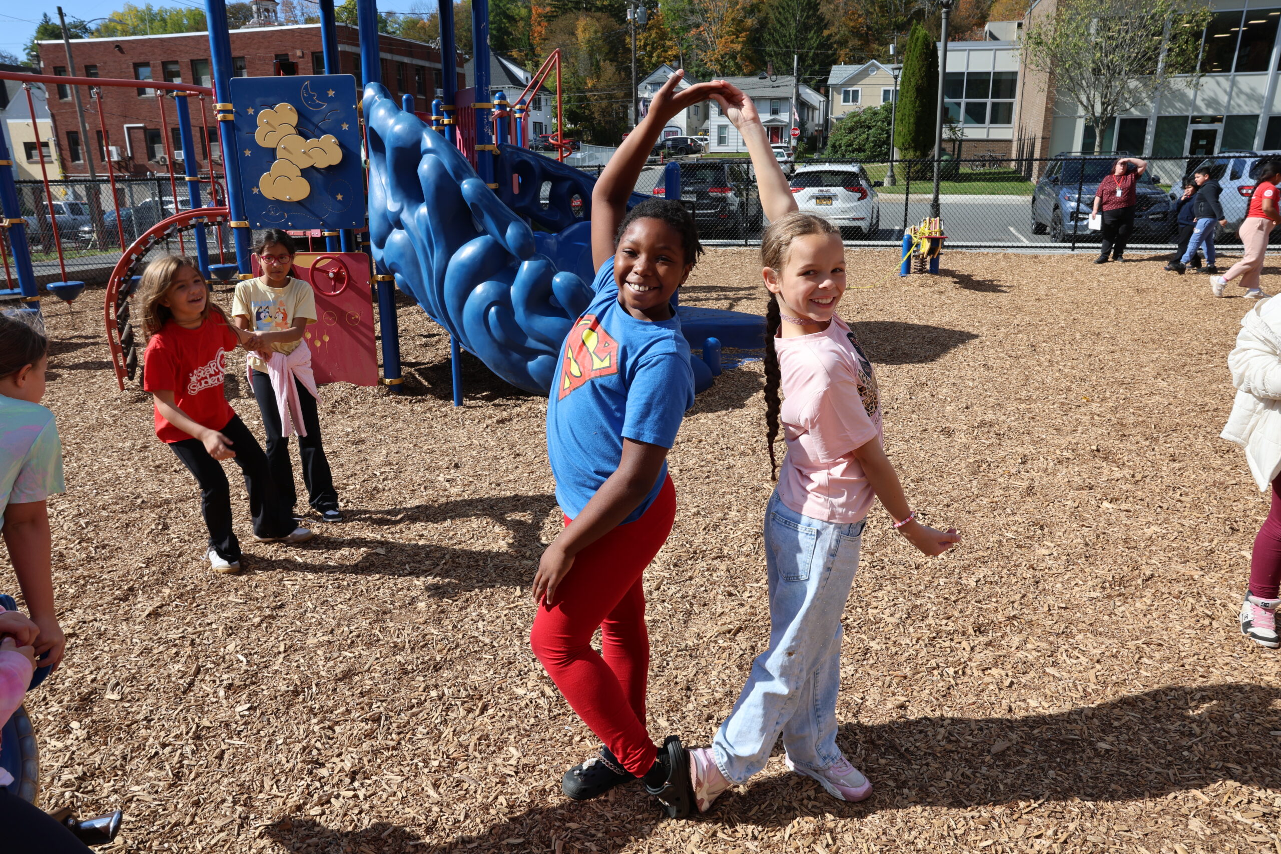Two students posing together